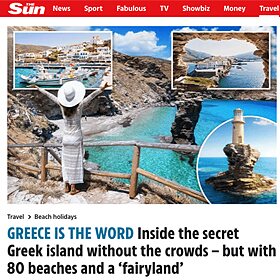 Στιγμιότυπο από το άρθρο του The Sun για την Άνδρο — Αύγουστος 2024